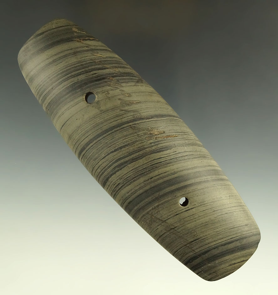 Ex.Townsend - pictured! 5 5/16" Glacial Kame Rectangular Gorget found in Huntington, Ohio.