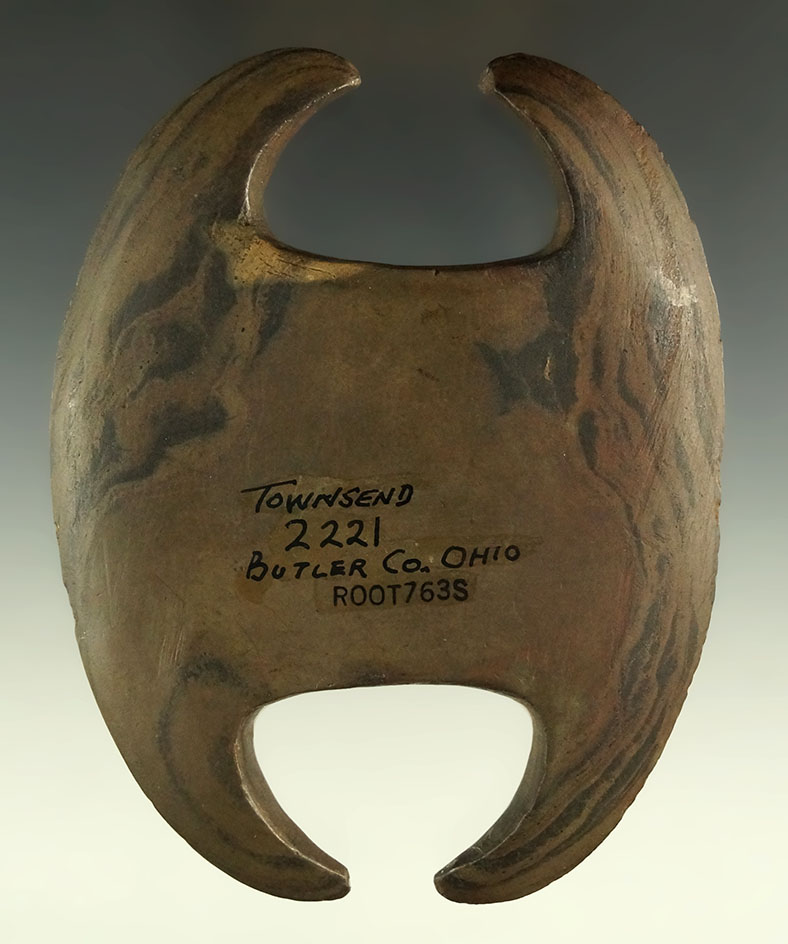 Ex. Townsend - pictured! 5" x 3 7/8" Archaic Notched Ovate - restoration to two prongs, Ohio.