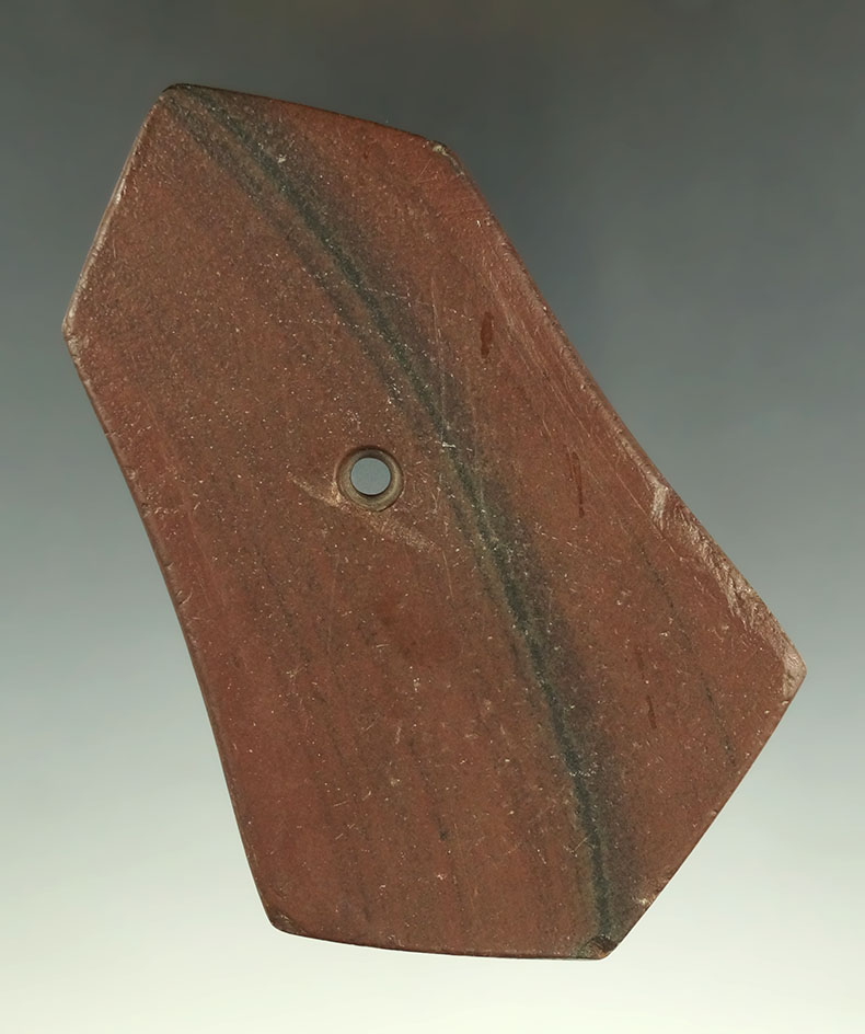 4 3/16" Hopewell Pentagonal Pendant - Hardin Co., Ohio. Ex. Dr. Gordon Meuser, #1185/5, Pictured.