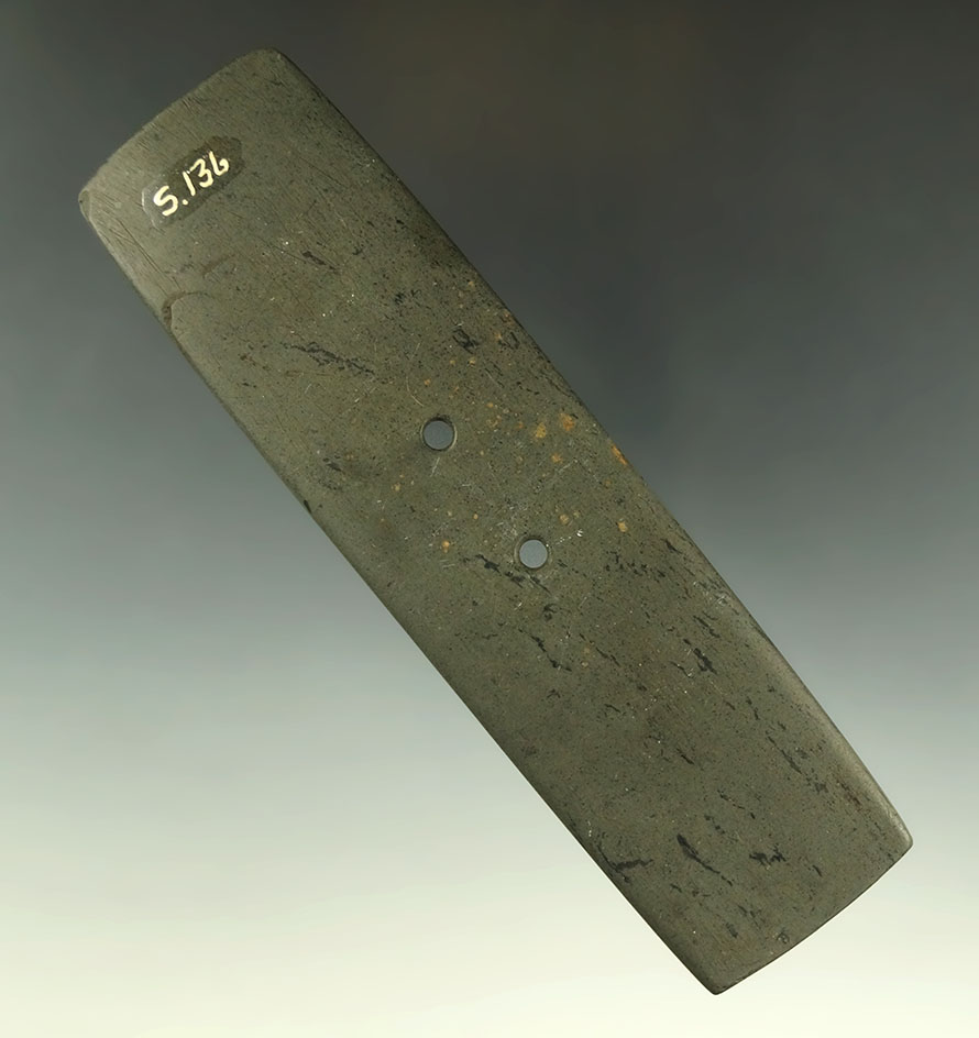 Very thin 5 5/8" Hopewell Rectangular Gorget - Ohio. Ex. Driskill, Jack Hooks, Johnson. Pictured. CO