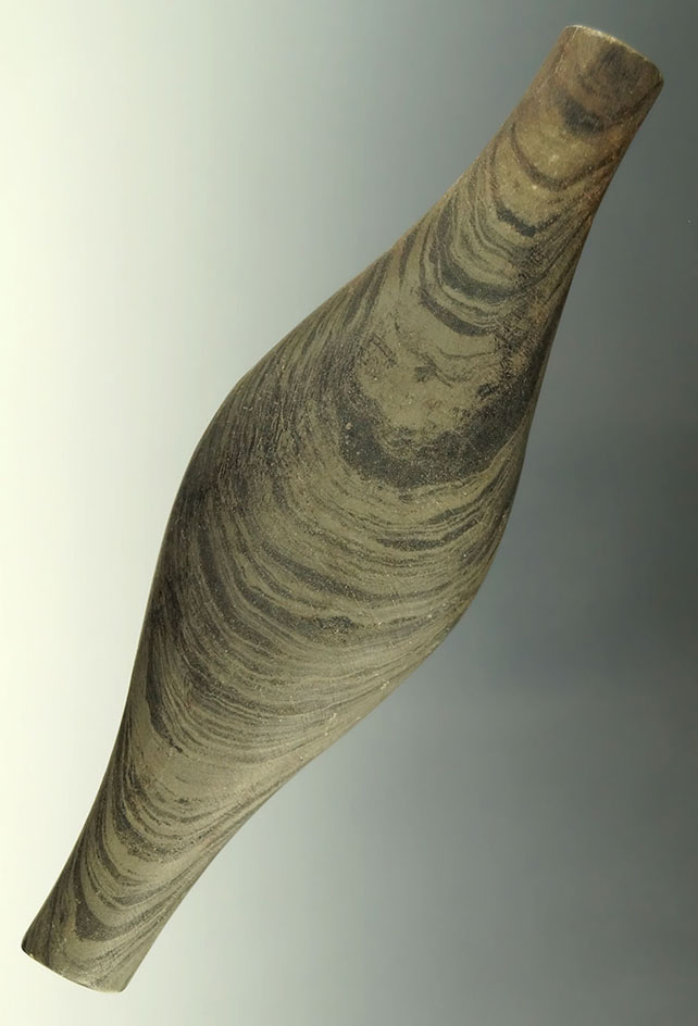 5 1/2" Undrilled Adena Expanded Center Gorget, Allen Co., Ohio. Ex. Swan, Roach, Helman.