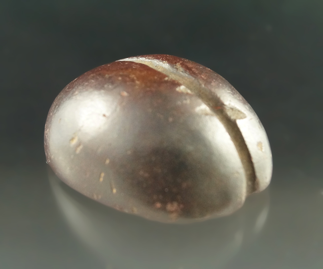 2 3/16" x 1 5/8" Red Hematite Grooved Loafstone - Perry Co., Ohio. Pictured in Who's Who #10.