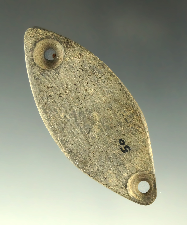 2 5/8" Elliptical Steatite Gorget, most likely Ft. Ancient Culture, found in Ohio.