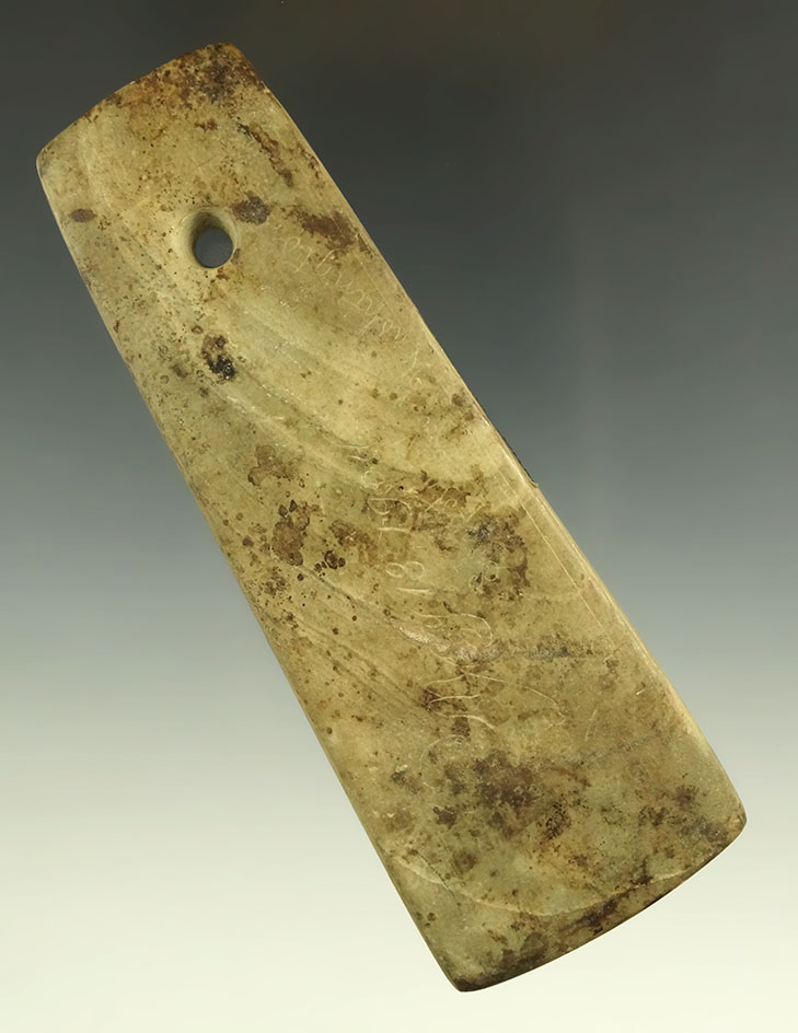 4 3/8" Adena Trapezoidal Pendant - Chippewa Co., Michigan. Ex. Genette, Fincham, Watkins.