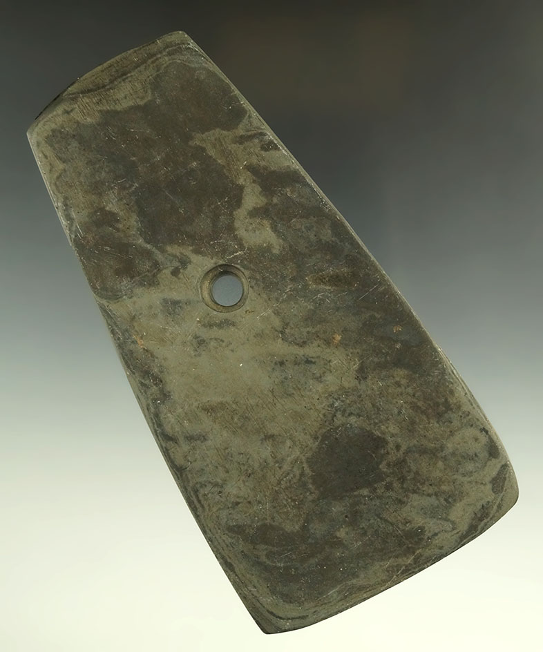 5 7/16" Adena Trapezoidal Pendant found in Auglaize Co., Ohio. Ex. Anderson, Todd Harding.