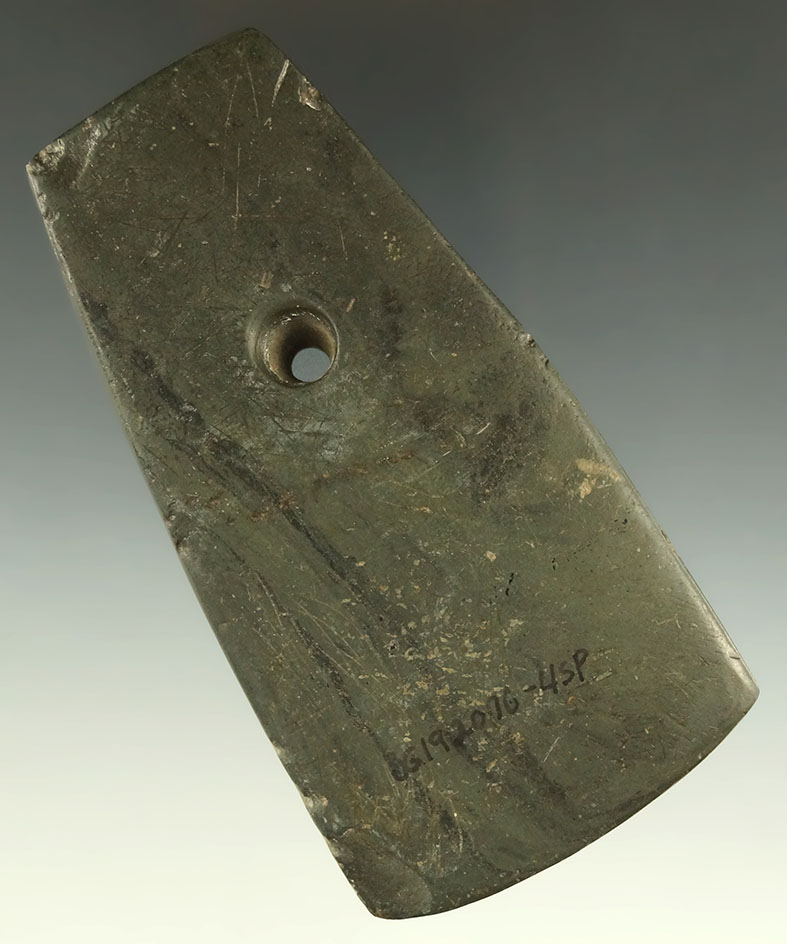 3 15/16" Adena Trapezoidal Pendant found in Franklin Co., Ohio. Ex. Harley Glenn, John Rummel.