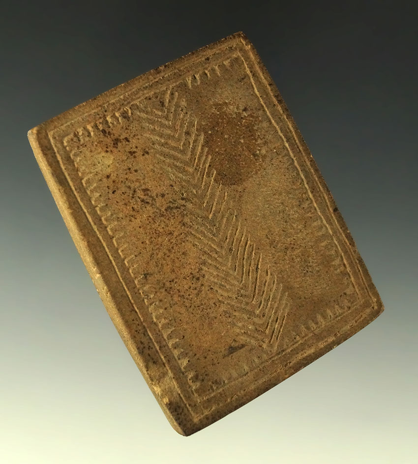 Ex. Meuser - pictured! 2 1/2" Mississippian Engraved Sandstone Tablet, Ross Co., Ohio.