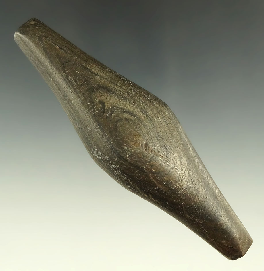 4 15/16" Undrilled Adena Expanded Center Gorget. Ex. Frank Burdett, Perry Snider. Pictured.