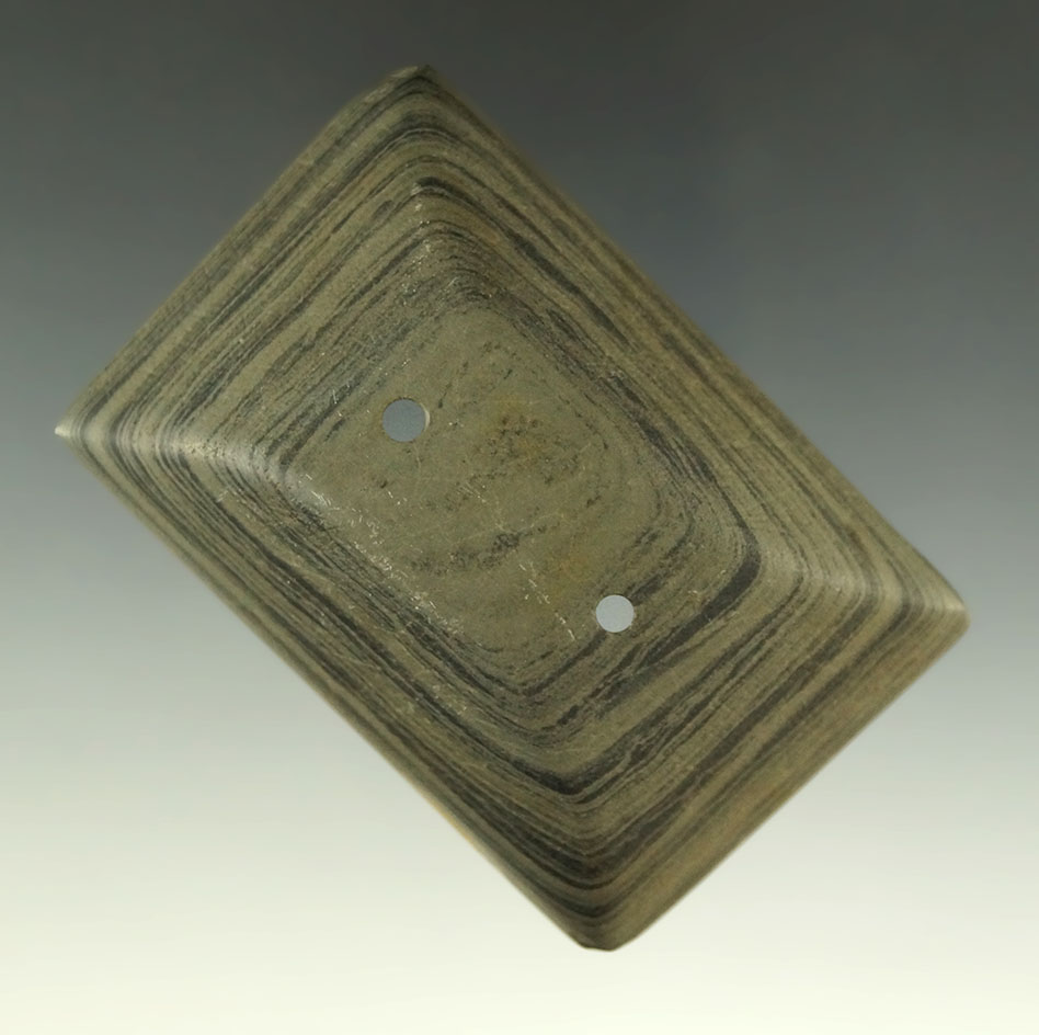 2 13/16" Adena Semi-Keeled Gorget found in Ross Co., Ohio. Ex. Rev. George Scutt Collection.