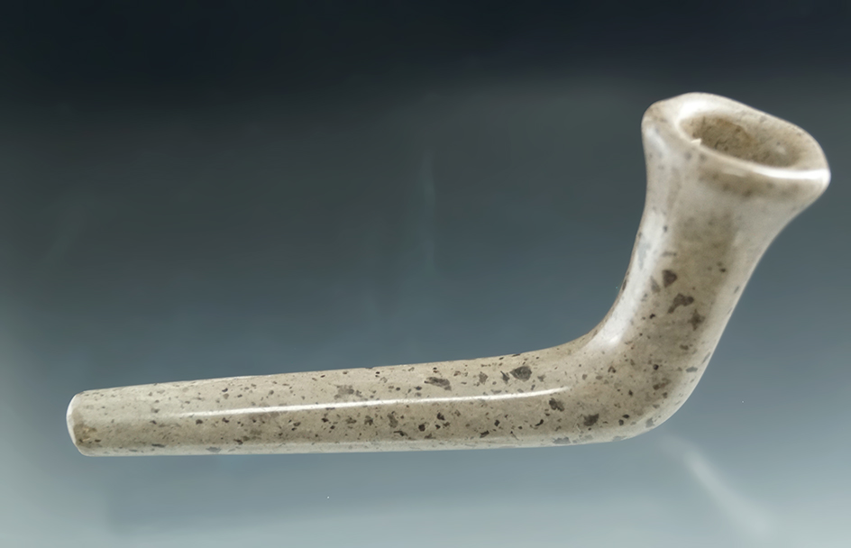 4 1/2" trumpet style pipe with a pentagonal bowl that is pre-Iroquois circa 1500-1650 New York.
