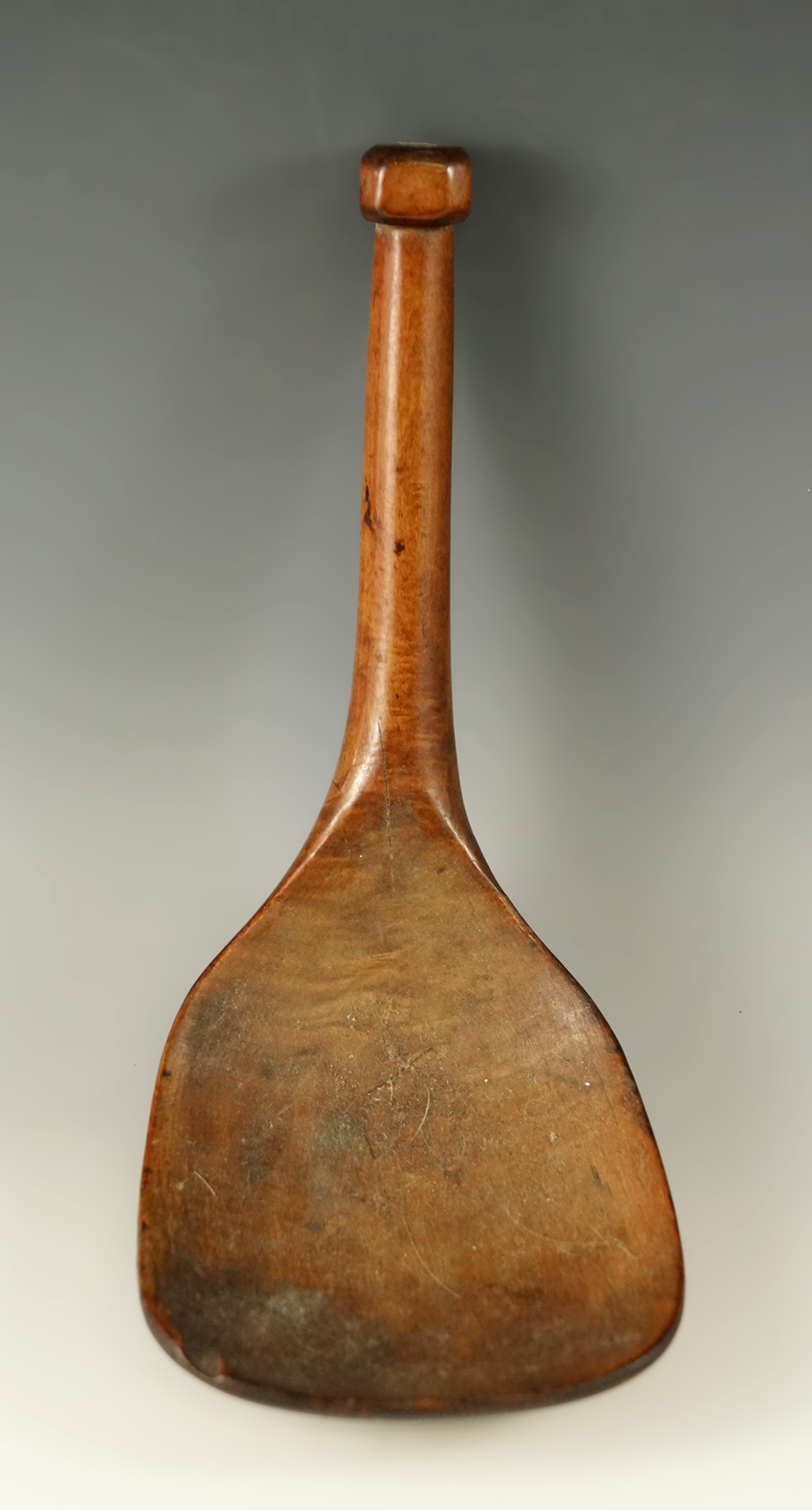 Old and nice! Hand carved, well patinated 9" long Iroquois wooden spoon from New York.