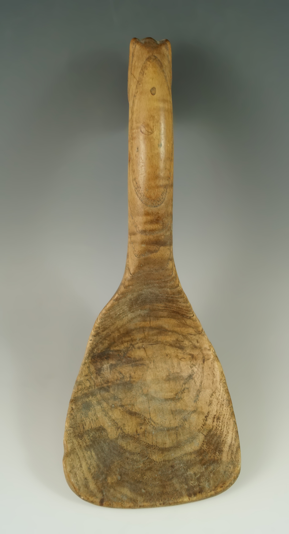 Exceptional! Hand carved, 8 1/4" tall Iroquois wooden spoon - nicely carved horse head effigy.