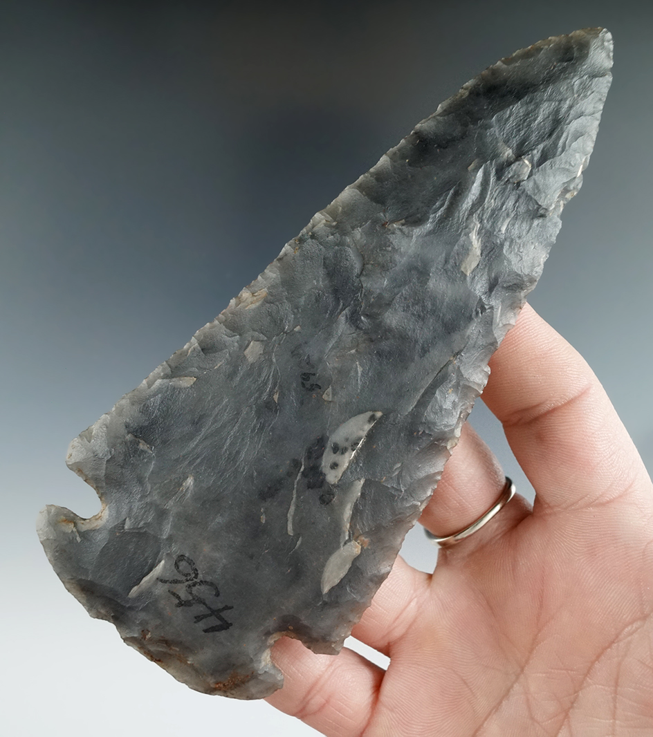 Large! 5 3/8" Cornernotch Knife found on the Reed farm, Honeyoe, New York.   Ex. Howdy Lang.