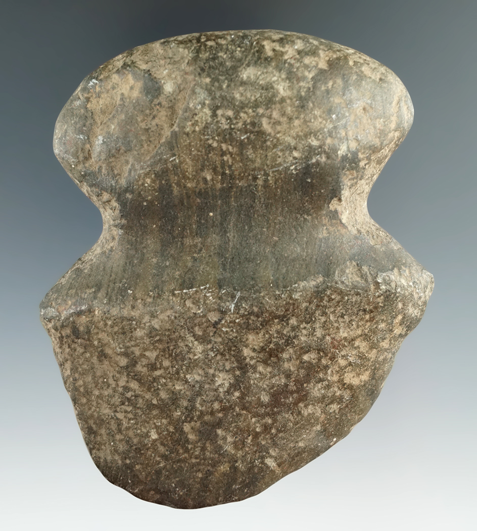 3 13/16" full grooved slate Axe found in Livingston Co., New York.