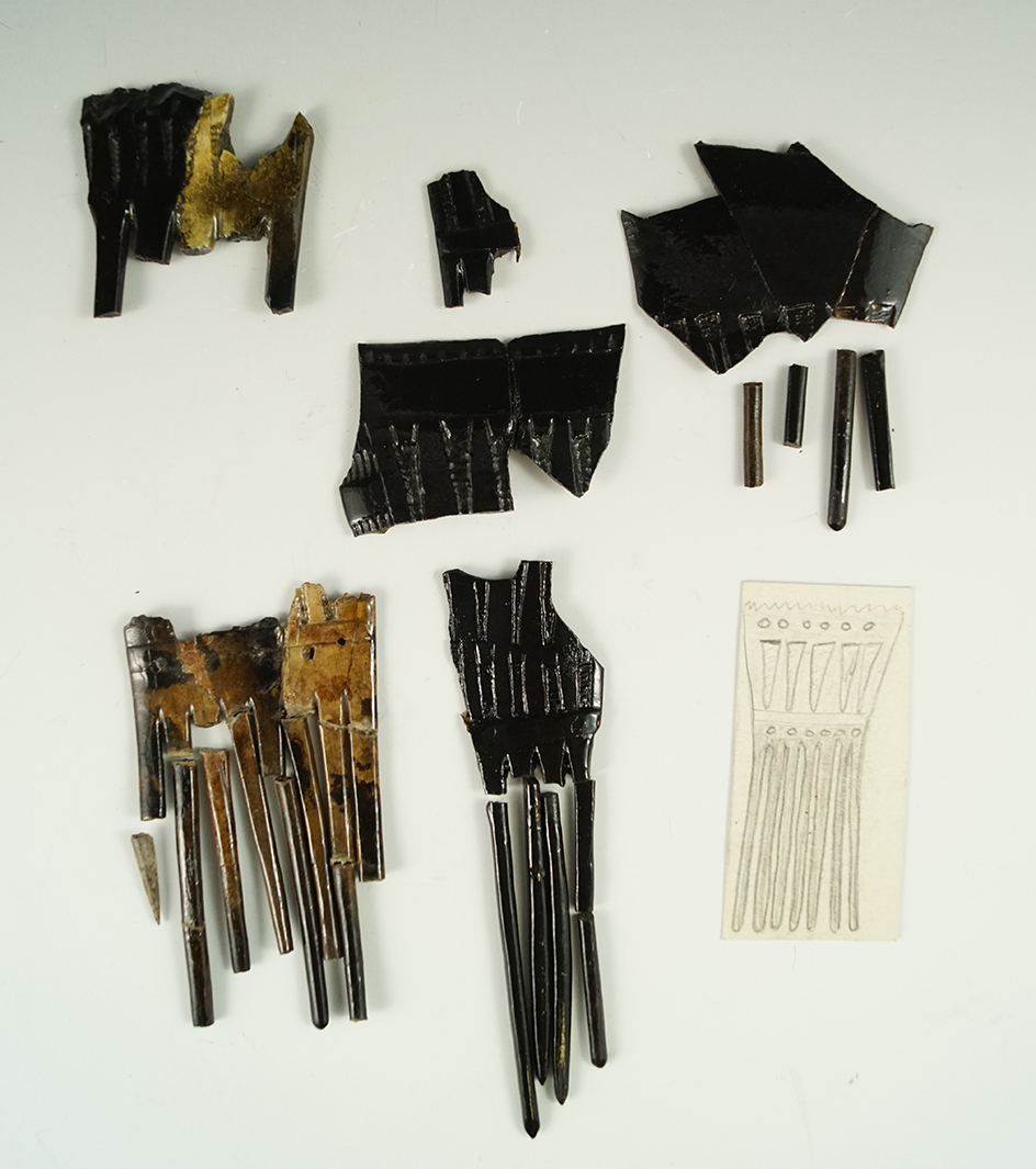Group of artifacts that were made up of several large bone combs, all recovered from a site in New York.