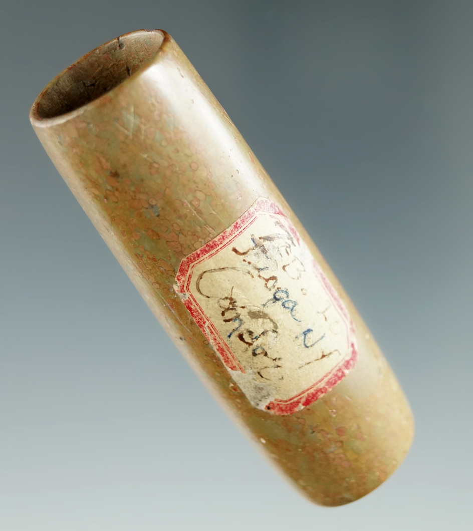 Rare and nice! 2 5/8" beautifully crafted Pipestone Adena Blocked End Tube Pipe, Tioga, New York