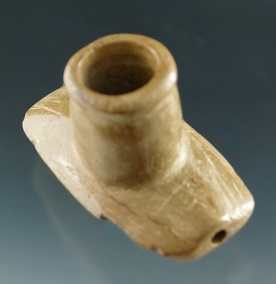 2 3/8" Hopewell Platform Pipe made from Pipestone found in New York.