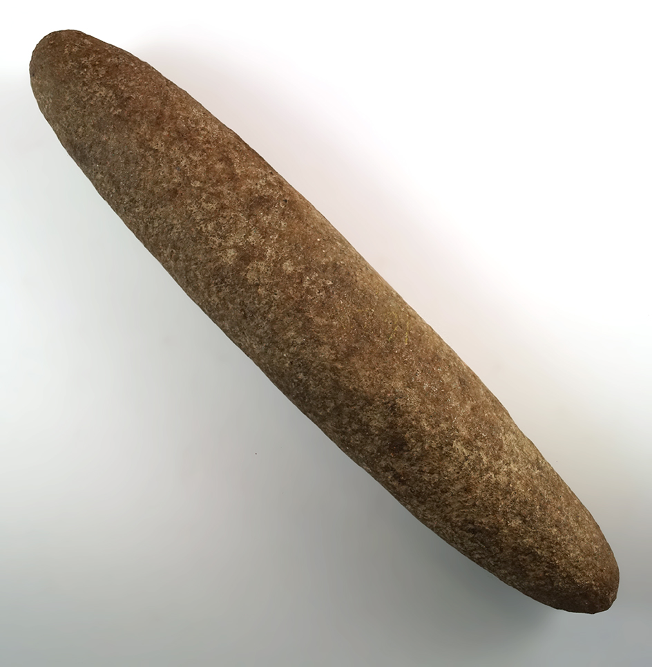 12 3/4" Quartz Roller Pestle found in Ohio.