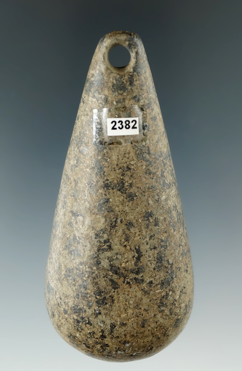 3 3/8" Hardstone Plummet found in Richmond, Indiana.