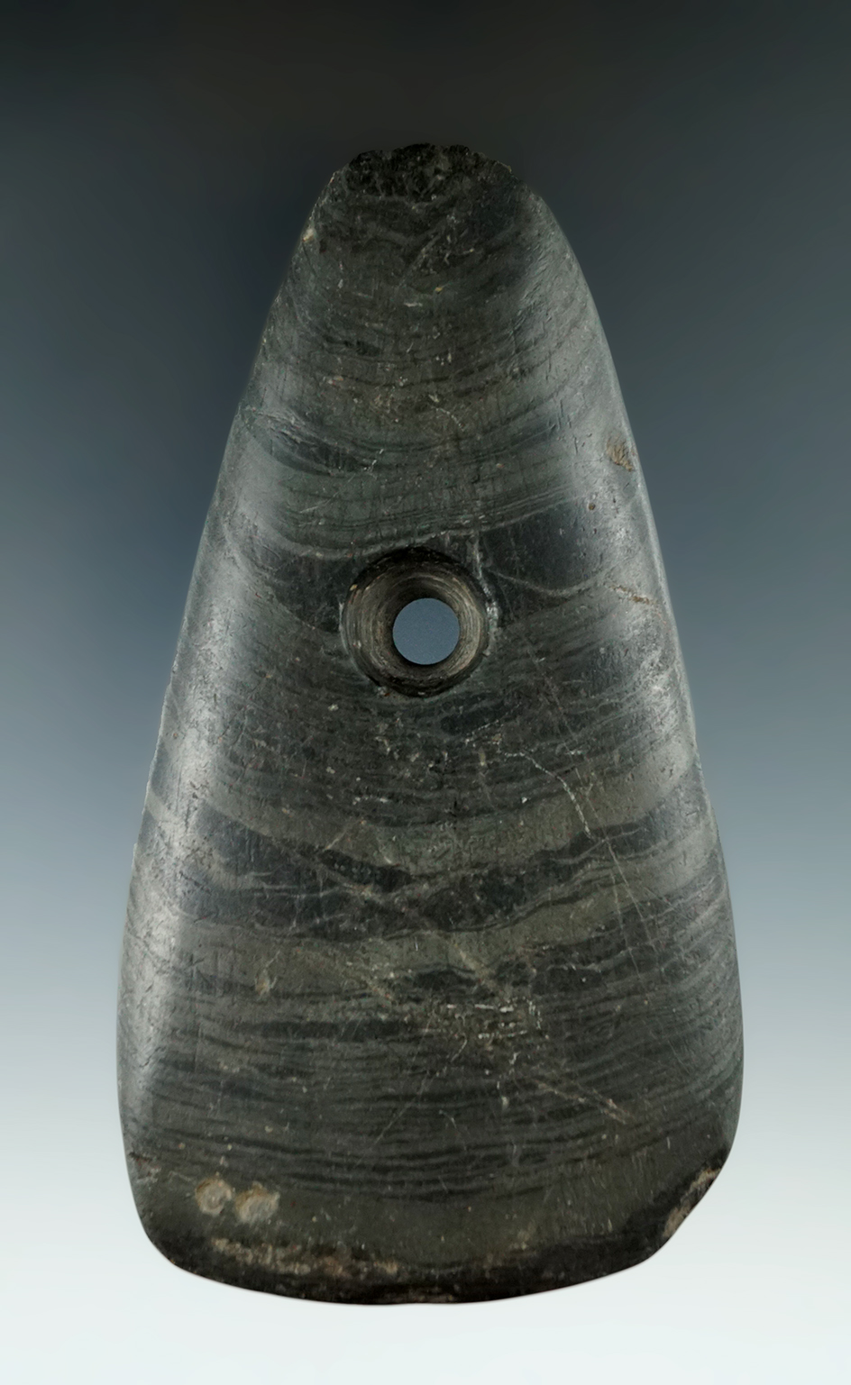 4 1/4" Trapezoidal Pendant found in Madison Co., Indiana. Ex Larry Dyer.