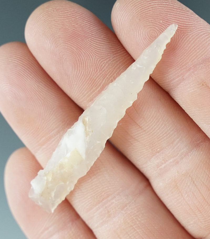 2 1/8" Drill made from clear and white Agate. Found near the Columbia River, Oregon.