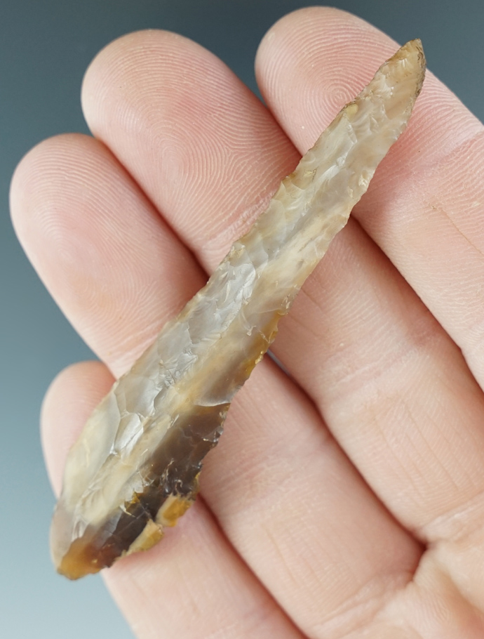 3" Drill made from tan and brown Agate. Found near the Columbia River, Oregon.