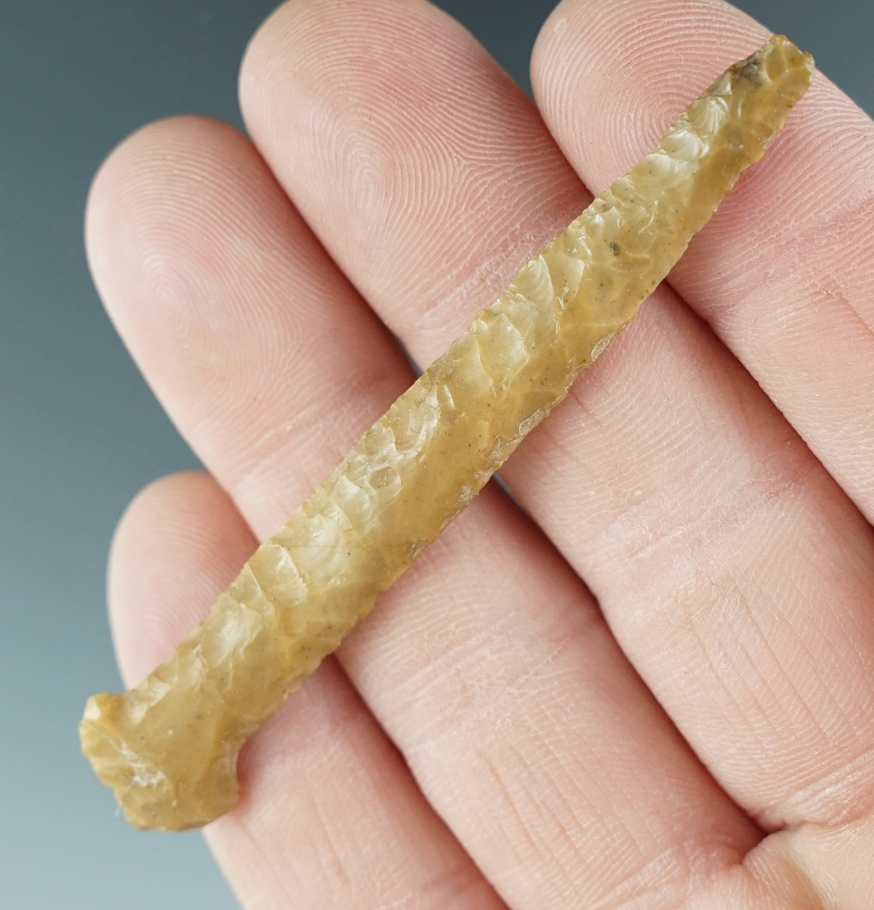 3" Drill made from yellow Agate. Found near the Columbia River, Oregon.