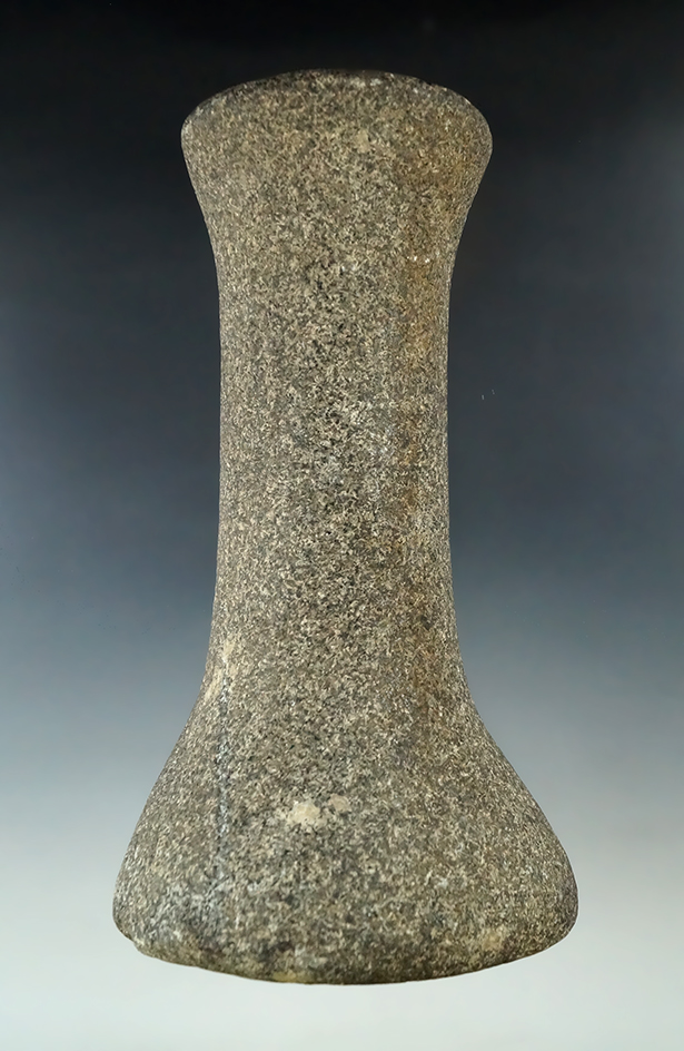 Unique double dimple on base! 6 9/16" Bell Pestle with a flared poll, Logan Co., Ohio. Pictured.