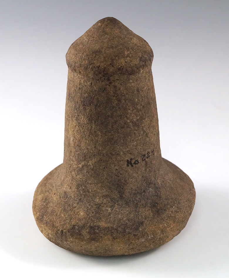 5 1/2" Tall Hardstone Bell Pestle with a knobbed top, Quartz, found in Ohio.