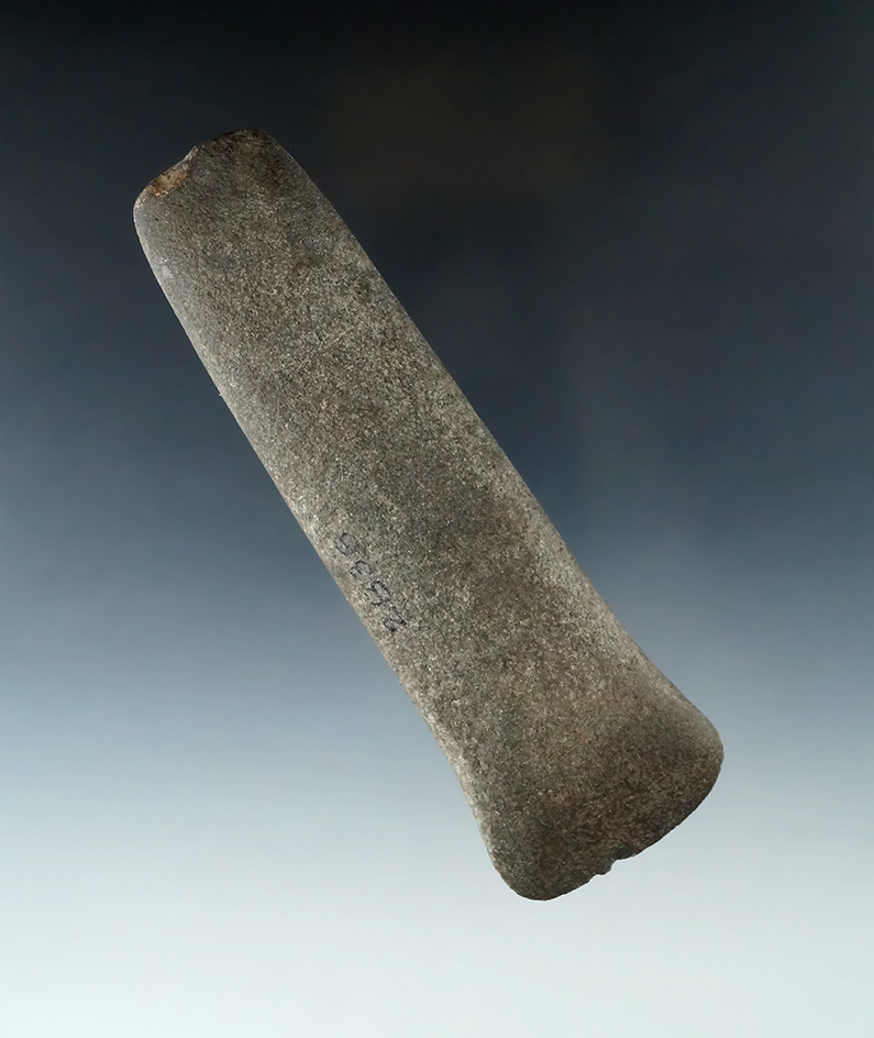 Uniquely styled 5 1/16" Long Narrow Flared Bit Celt found in Indiana.