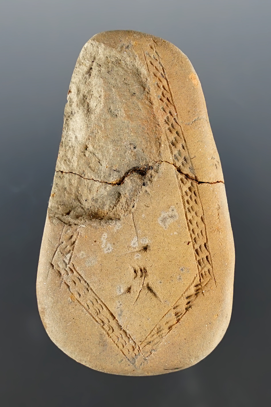 2 9/16" Shoto Clay Figure found at the Herzog Site in Clark Co., Washington in the 1950's.