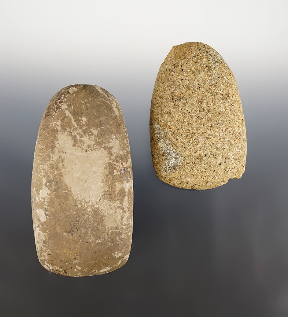 Pair of Hardstone Celts measuring 4 1/2" & 3 1/2". Fox Field Site, Mason Co., Kentucky.