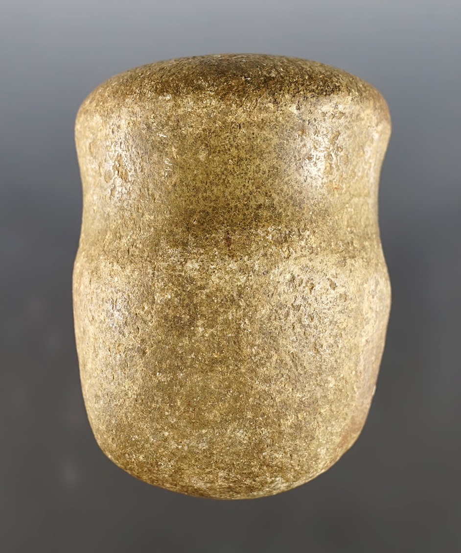 Nicely made 3 1/4" Full Groove Hammerstone found in Jay Co., Indiana by Nadine Brown in 1971.