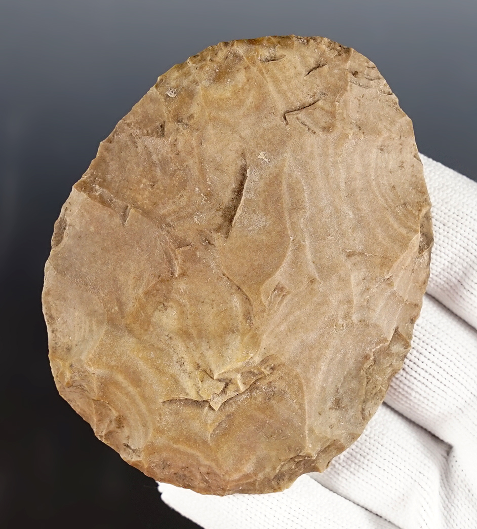 Nice 3 3/16" Flint Disc found in Edwards Co., Texas. Well patinated. 