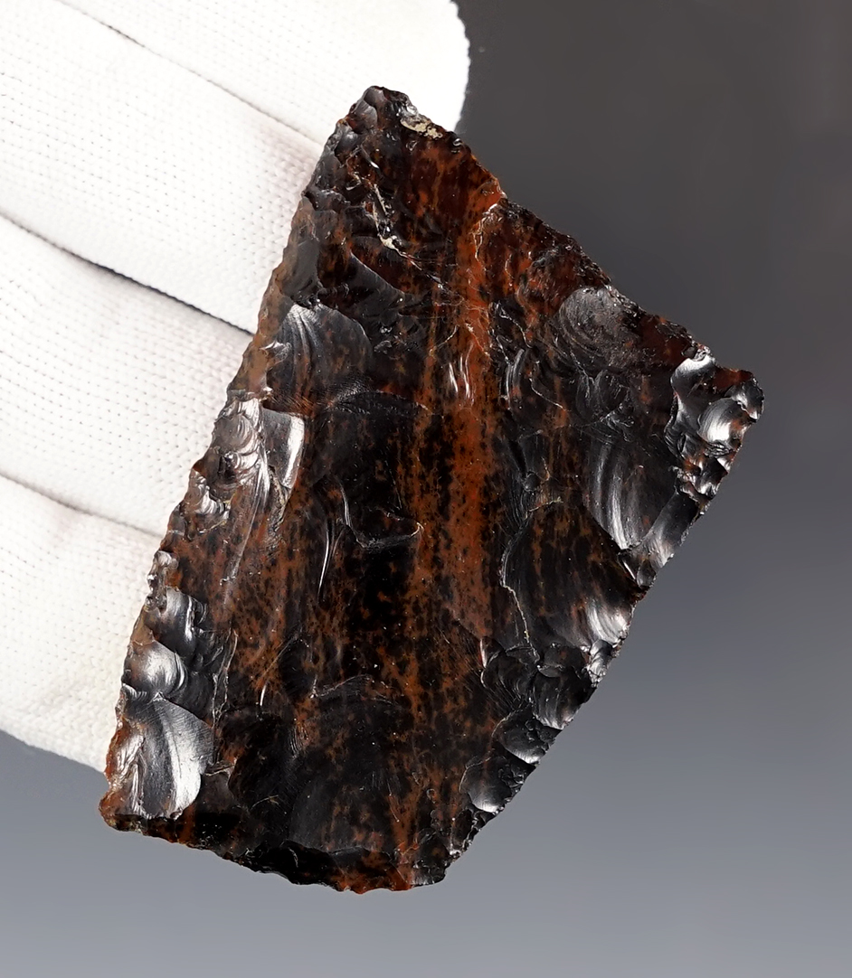 2 9/16" Paleo Square Knife - Mahogany Obsidian. Found by Don Davis, 1960's, Oregon.