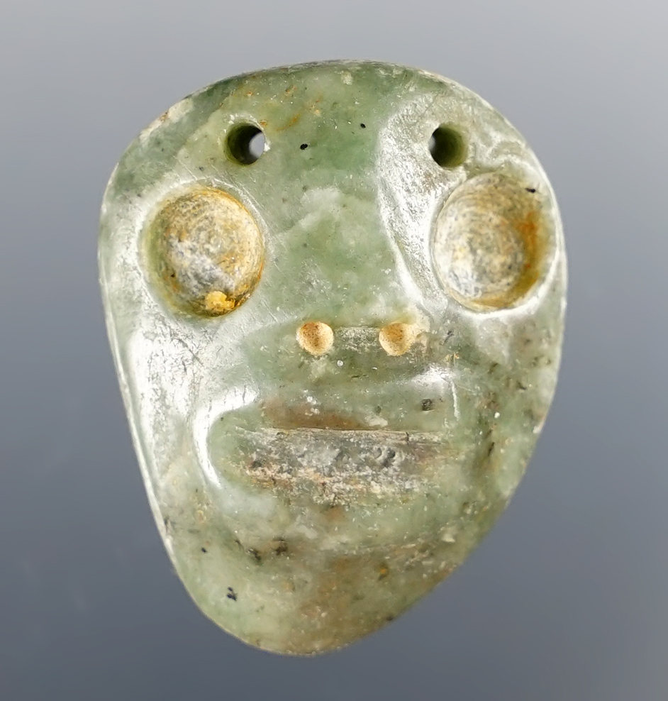 1 1/4" Face Pendant made from Jadeite recovered from the Guanacaste Province, Costa Rica.
