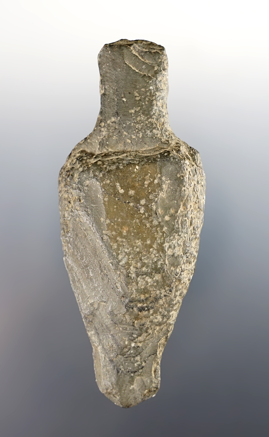 Well patinated 4 1/16" Slate Lizard found in Darke Co., Ohio. Ex. Bell collection.