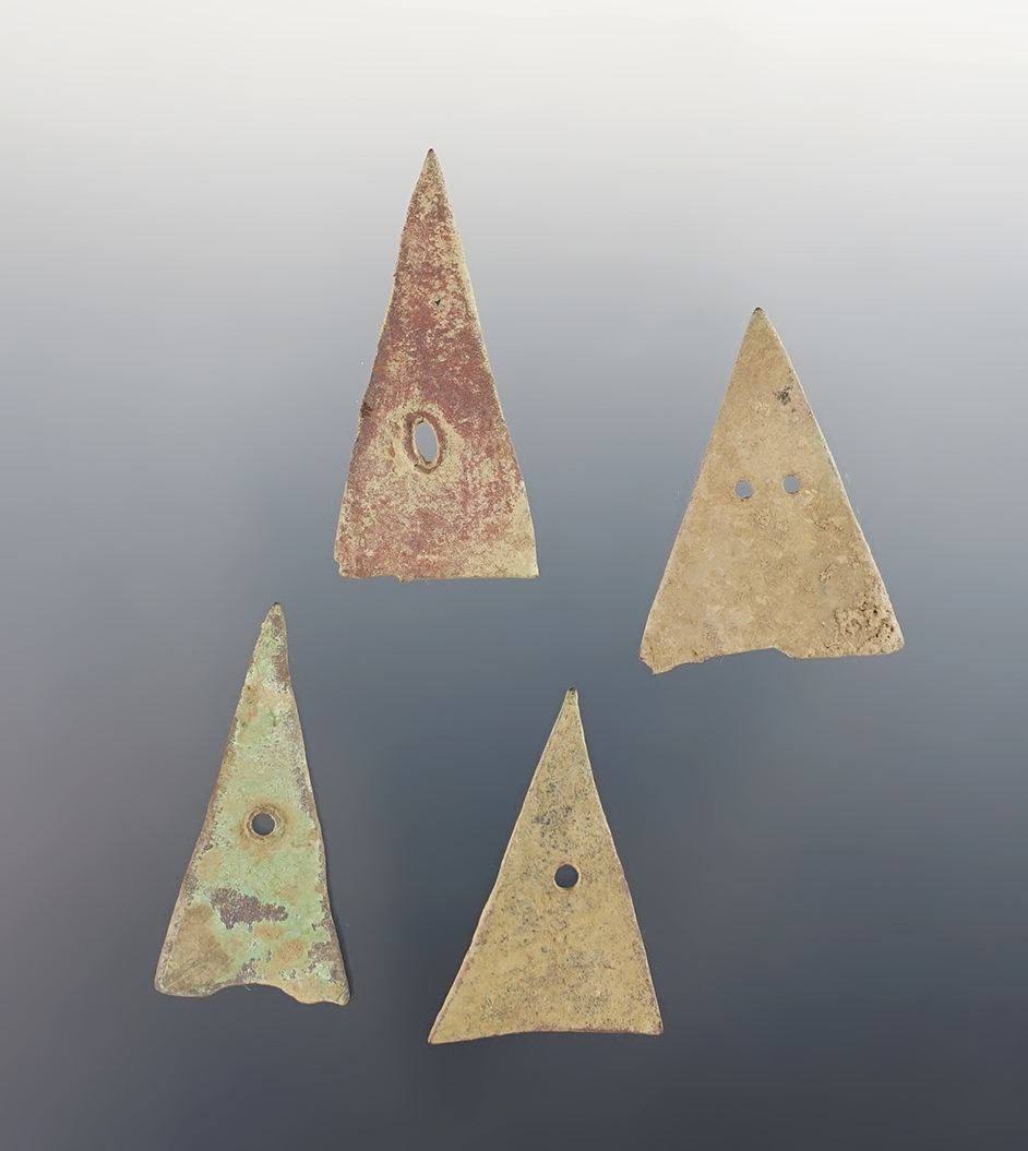 Set of 4 quality Kettle Points recovered at the White Springs Site in Geneva, New York. 