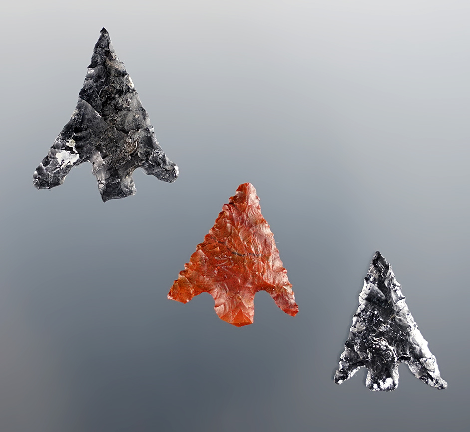 Set of 3 well flaked points found in the Great Basin area of Oregon in the 1960's. 