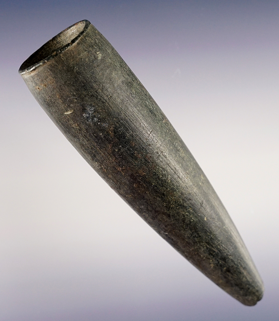 Superb! 5 1/8" long "Cloud Blower" style Tube Pipe made from Steatite. The Dalles, Oregon. COA.