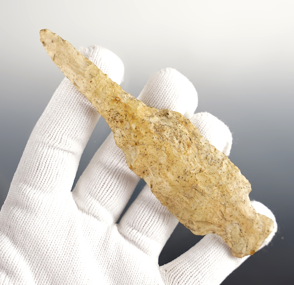 4 9/16" large and patinated Etley Drill found in Boone Co., Missouri.