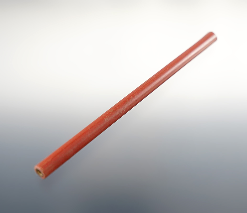 Outstanding 3 3/4" Red Tubular Straw Bead found at the Townley-ReadSite, Geneva, New York.