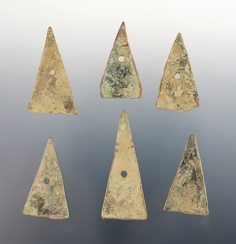 Set of 6 good Kettle Points recovered at the White Springs Site in Geneva, New York. 