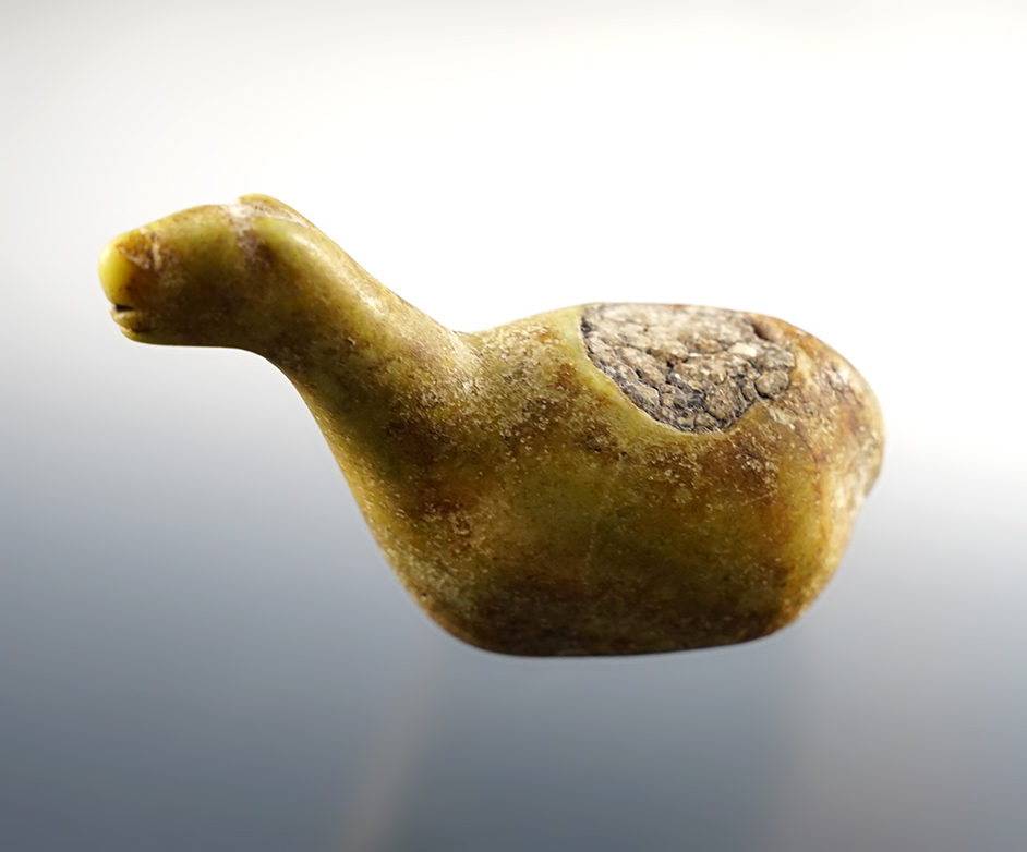 3" Canopa made from colorful green Quartz or Chlorite. Pouch still retaining original offering.