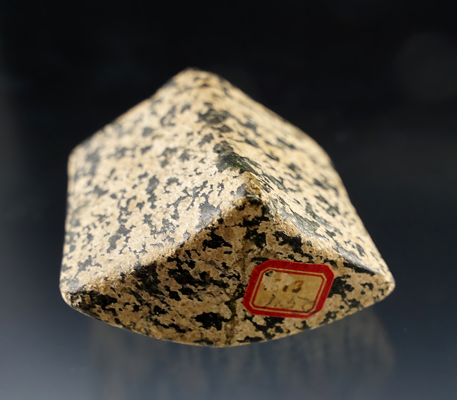  2 1/16" undrilled Prismoidal Bannerstone, Saddleface style, made from well polished Gneiss. 