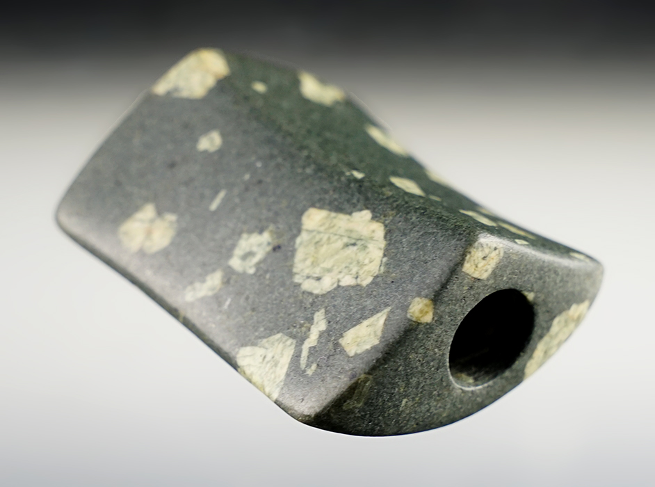 2 1/4" Saddleface Prismoidal Bannerstone found in Stark Co., Illinois. Ex. H. Young, Charles West.