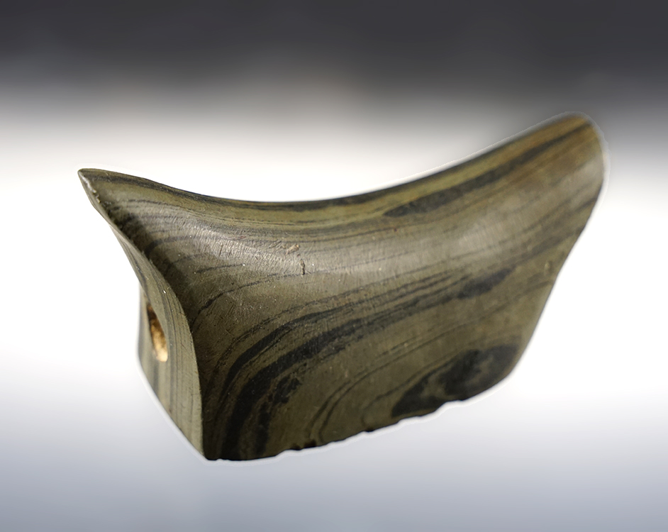 3 3/16" animal-type Birdstone found by Delbert Ogilvey in 1940 in LaGrange, Lorain Co., Ohio. COA.