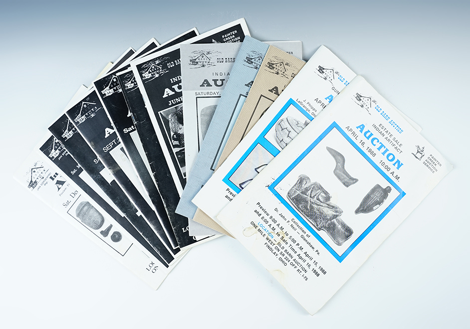 Early Old Barn Auction Catalogs ranging from 1988-1991. Set of 13 catalogs in fair to good condition.