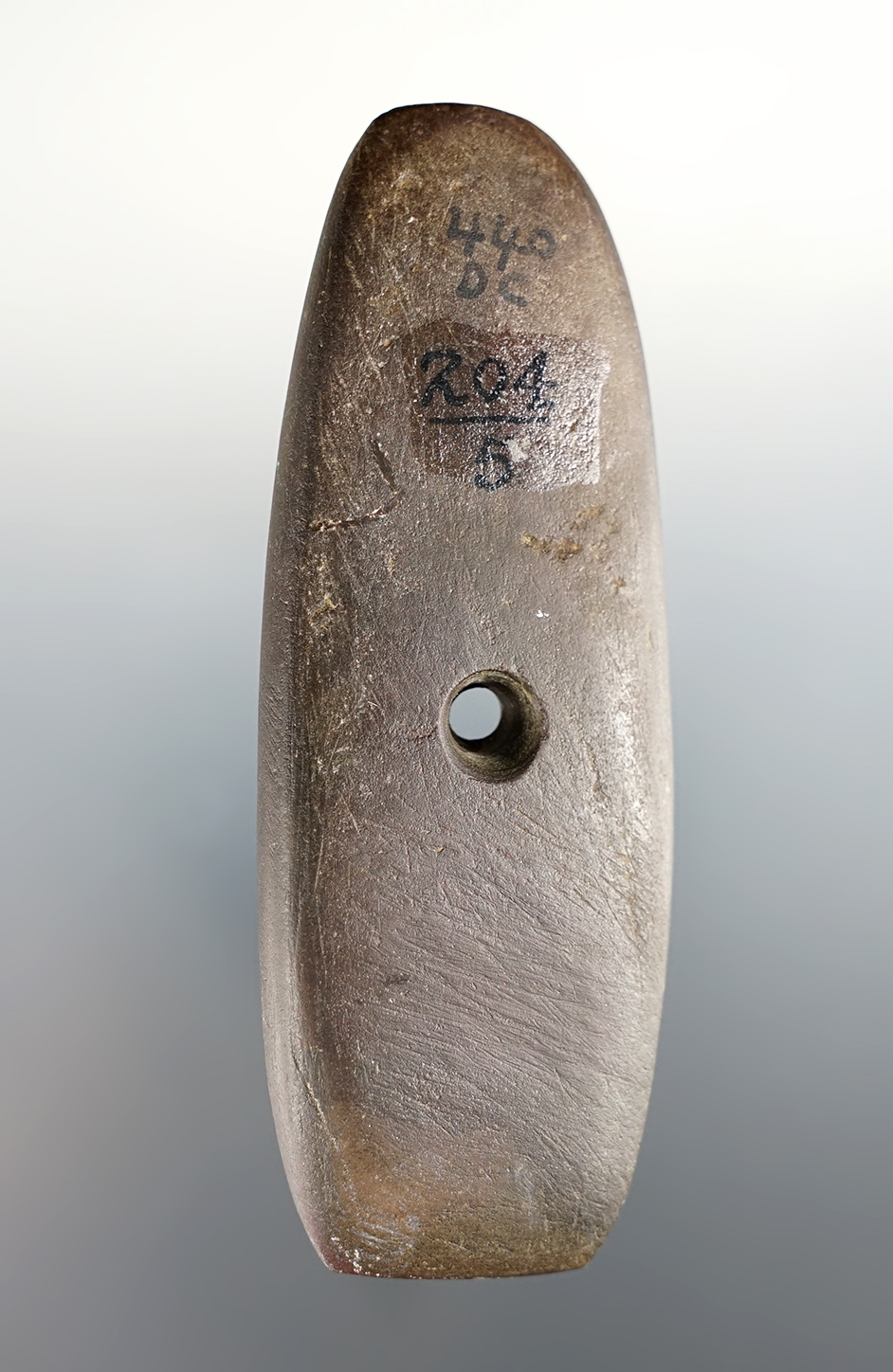 4 1/4" Pendant made from Slate. Found 3 miles east of Shelby in Richland Co., Ohio. Ex. Meuser.