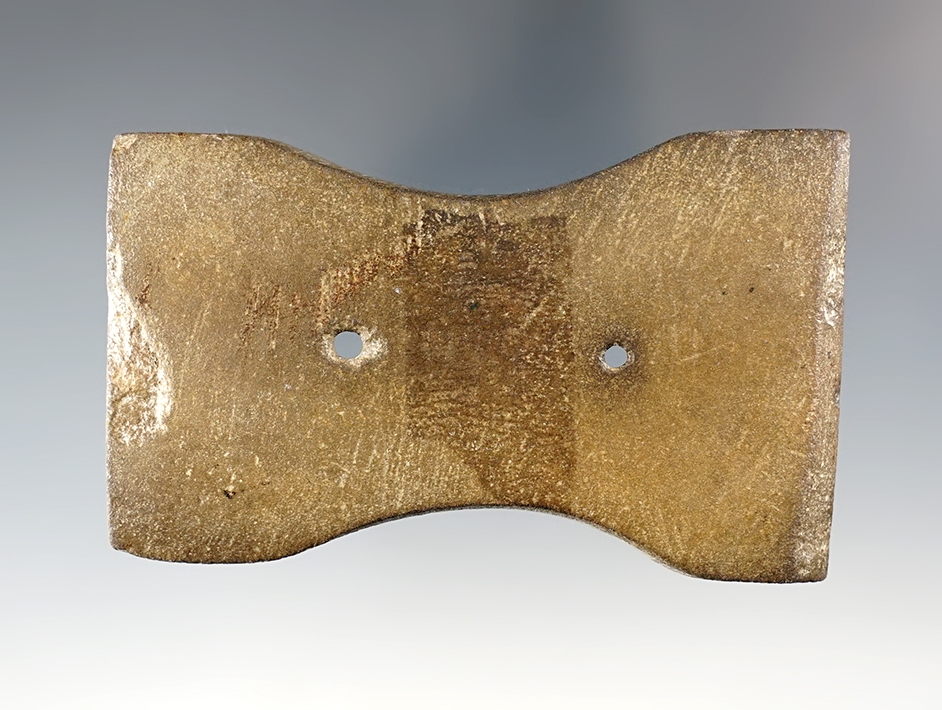 3 1/4" Indented Gorget found in Preble Co., Ohio. Ex. Stilp, Dr. Gordon Meuser collections. 